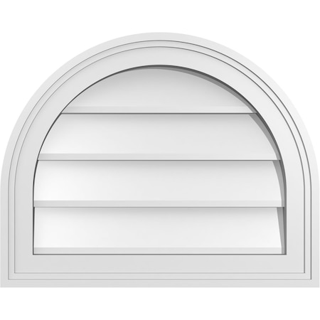 Ekena Millwork Round Top Surface Mount PVC Gable Vent w/ 2"W x 1-1/2"P Brickmould Frame, 20"W x 16"H GVPRT20X1602SN